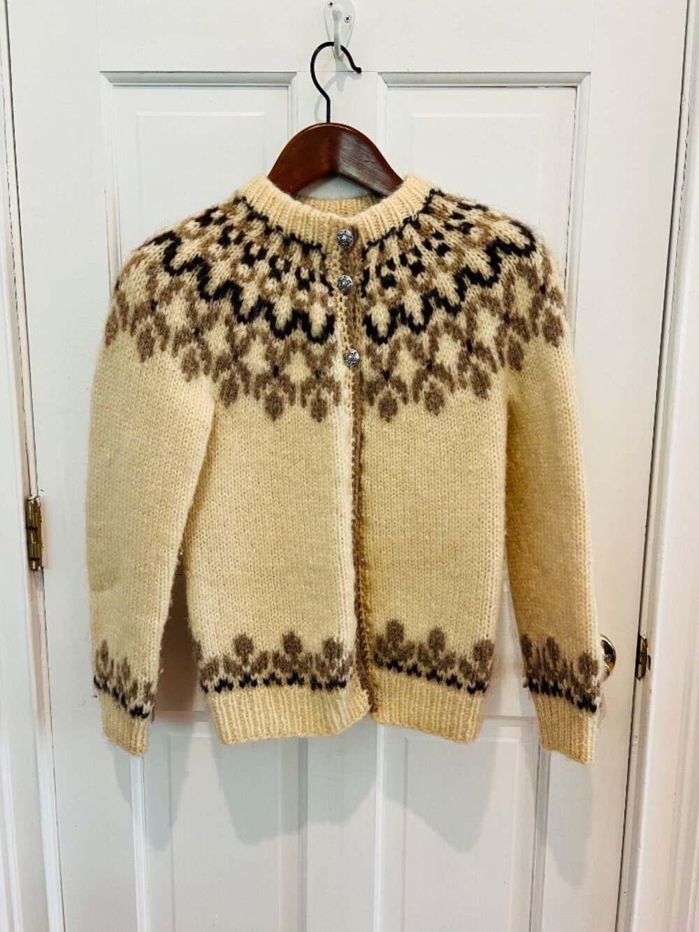 Original Icelandic Sweater - 100% wool - Vintage Alafoss Icewool Hand Knit - L - Picture 3 of 16